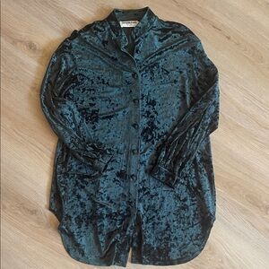 Deep Green Velvet Open Cardigan